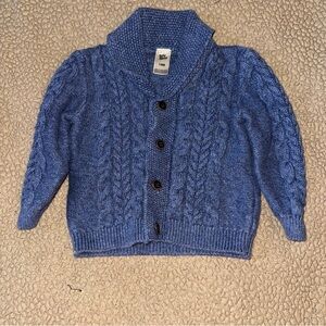 5/$20 Baby B'gosh Blue Cable Knit Sweater, grandpa style, button up, toddler 18m